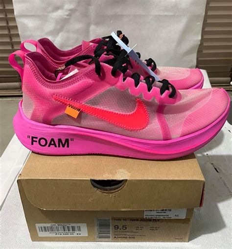 nike zoom fly off white pink on feet